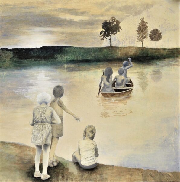 barnen och framtiden, 125 x 125 cm, tempera blyerts på duk. Borås konstmuseum. - kopia (2)